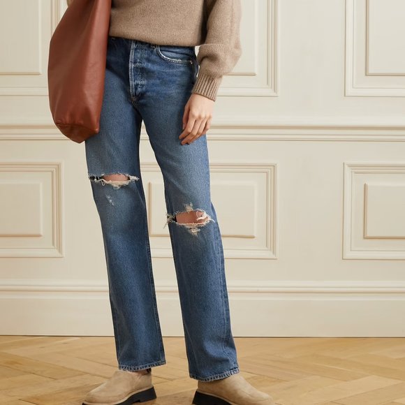 Citizens of Humanity Eva Distressed High-Rise Straight-Leg Baggy Jeans - Picture 1 of 16